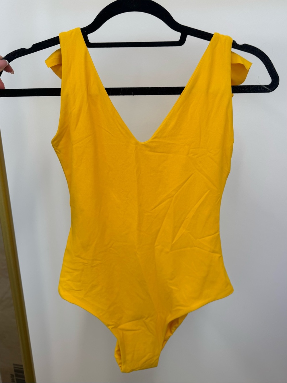 Yellow V-Cut One-Piece Swimsuit